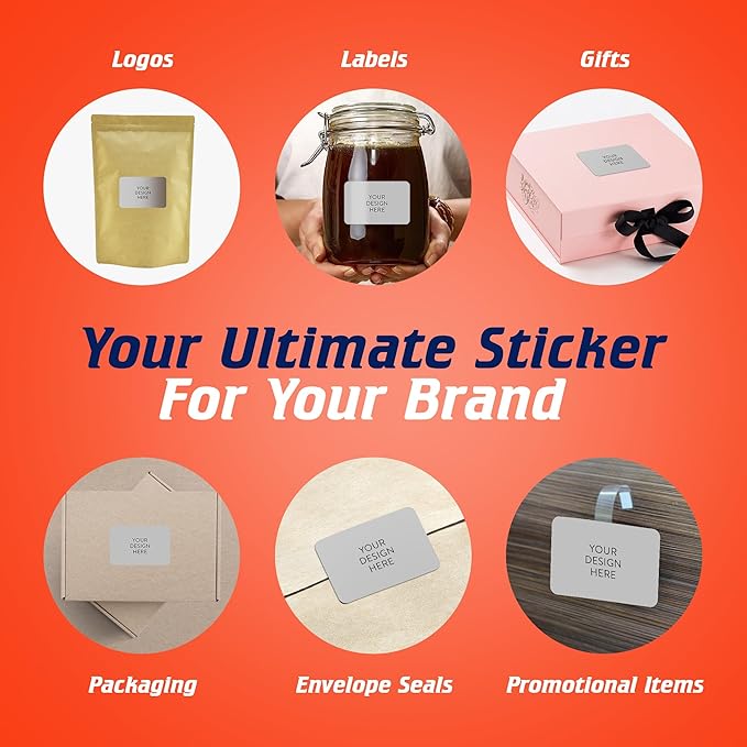 100 Custom Vinyl Stickers - Upload Your own Image, Text, Design, Logo - Personalized Logo Labels for Handmade, Packaging, Bottle, Jars, Candle, Brand Stickers (Gray, 6x4)