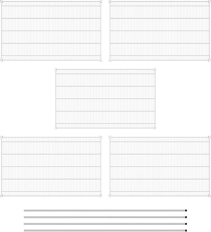 Commercial NSF Listed Chrome Stationary Wire Shelving Kit 36" x 60" x 96", with 5 Shelves Perfect for Warehouse, Walk-in Refrigerator, Freezer, Grocery Store, Restaurant, Dishroom