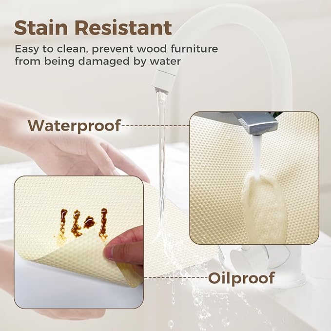 ALIUNI 100% EVA Shelf Liner for Kitchen Cabinet, 24" x 240" Drawer Liners Non Adhesive Non Slip Waterproof Plastic Paper, Dresser Pantry Bathroom Refrigerator Protector, Cream