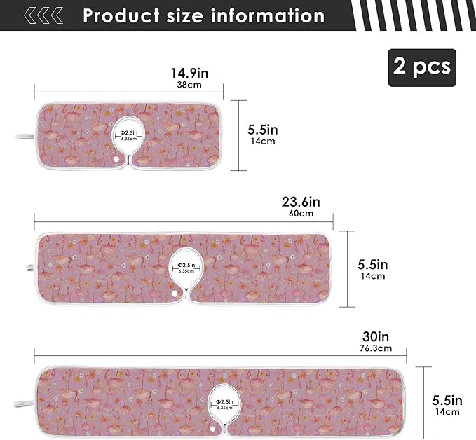 2 PCS Kitchen Sink Splash Guard 14.9 Inch Faucet Mat for Kitchen Sink Bathroom Sink Faucet Absorbing Drip Drain Mat Pad Microfiber Soft Washable Black and Pink Flamingo Petals