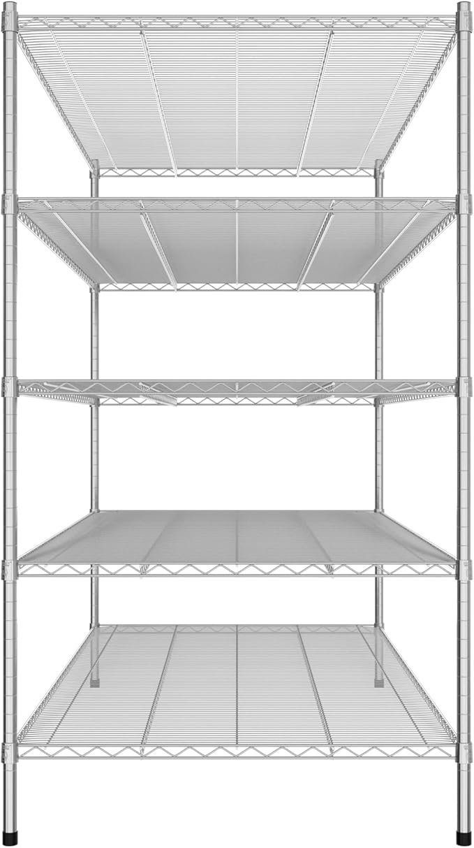 Commercial NSF Listed Chrome Stationary Wire Shelving Kit 36" x 72" x 64", with 5 Shelves Perfect for Warehouse, Walk-in Refrigerator, Freezer, Grocery Store, Restaurant, Dishroom