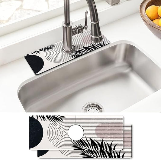Sink Faucet Absorbing Mat, 2 Pack Drying Mat Around Faucet Sink Splash Guard Behind Faucet Sinkmat For Kitchen Bathroom Island Rv 15 * 5.5 Inch (38 * 14 cm)