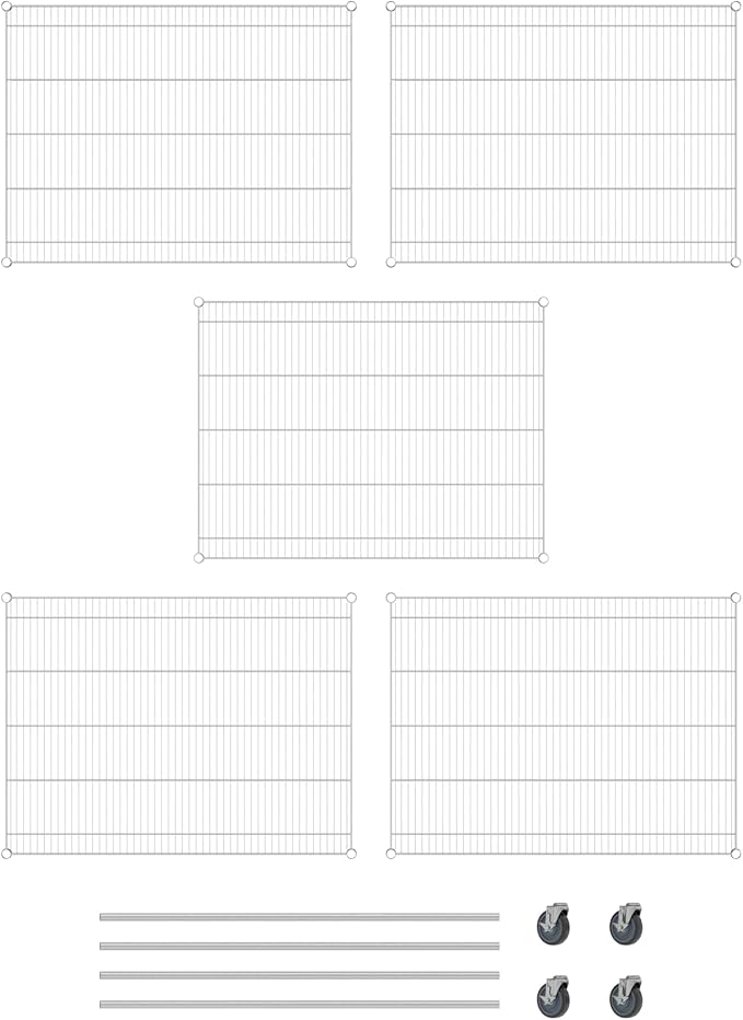Commercial NSF Listed Chrome Mobile Wire Shelving Kit 36" x 48" x 60", with 5 Shelves Perfect for Warehouse, Walk-in Refrigerator, Freezer, Grocery Store, Restaurant, Dishroom