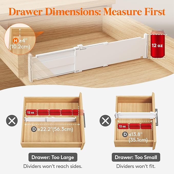 Lifewit 4" High 9 Pack Drawer Dividers, 13.8-22.5" Drawer Divider for Clothes, Adjustable Dresser Drawer Organizers, Plastic Drawers Separators for Clothes, Bedroom, Bathroom, Kitchen, Office