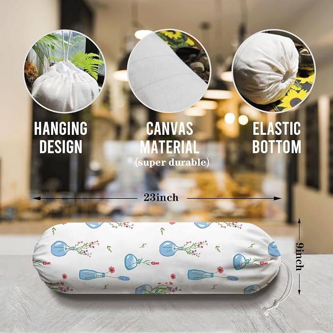 Plants Plastic Bag Holder, Washable Large Grocery Trash Bags Storage Dispenser, Fabric Garbage Trash Bag Dispenser for Home Kitchen Pantry Cabinet, Wall Mount, Kitchen Housewarming Gifts