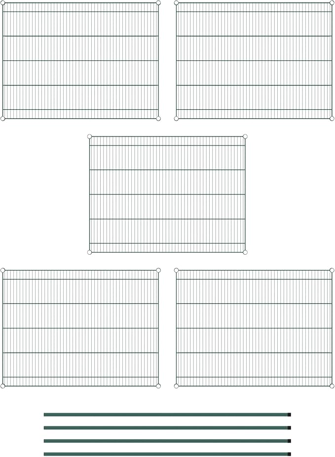 Commercial NSF Listed Green Epoxy Stationary Wire Shelving Kit 36" x 48" x 74", with 5 Shelves Perfect for Warehouse, Walk-in Refrigerator, Freezer, Grocery Store, Restaurant, Dishroom