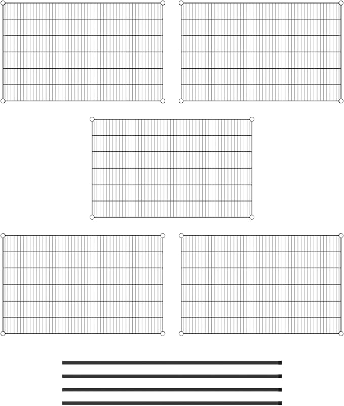 Commercial NSF Listed Black Epoxy Stationary Wire Shelving Kit 30" x 48" x 64", with 5 Shelves Perfect for Warehouse, Walk-in Refrigerator, Freezer, Grocery Store, Restaurant, Dishroom