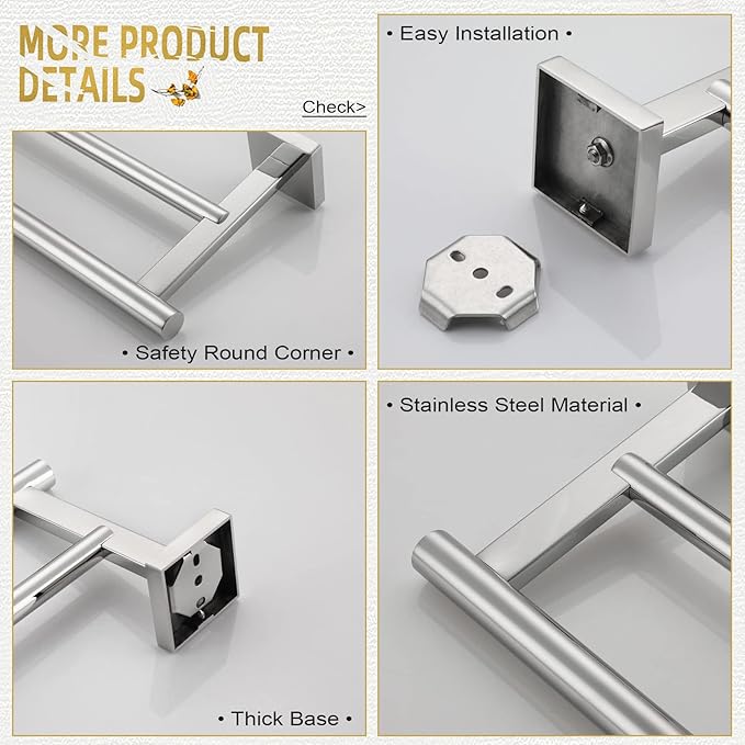 KOKOSIRI Double Towel Bars Bathroom Towel Holder Rack for Bath Kitchen 20 Inch Necklace Holder Wall Mounted Chrome Stainless Steel B5005CH-L20
