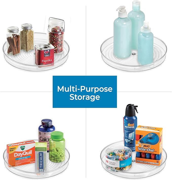 iDesign 9-Inch Lazy Susan Organizer - Small Lazy Susan Turntable for Cabinet or Pantry, Clear