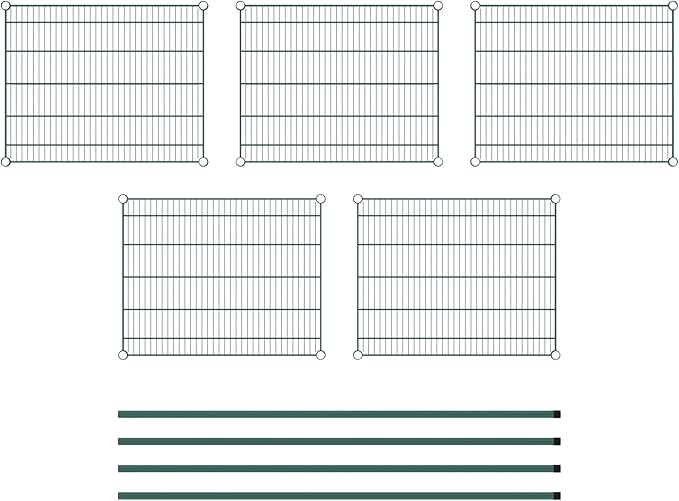 Commercial NSF Listed Green Epoxy Stationary Wire Shelving Kit 24" x 30" x 64", with 5 Shelves Perfect for Warehouse, Walk-in Refrigerator, Freezer, Grocery Store, Restaurant, Dishroom