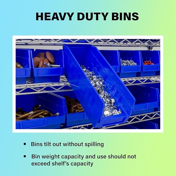 Akro-Mils 30164 Plastic Shelf Bins, Heavy Duty Storage Bins for Garage, Closet, and Drawer Organization, 24-Inch x 6-1/2-Inch x 4-Inch, Yellow, 6-Pack