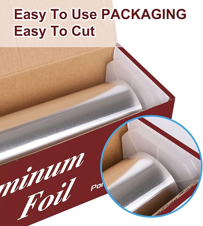 Aluminum Foil Heavy Duty 18 inch Wide, 500 FT Heavy Duty Food Safe Foil Wrap for Cooking, Baking, Grilling, (Pack of 4) Pony Packaging Aluminum Roll 23 Microns Thick - Commercial Grade