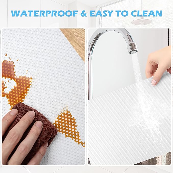 MooiFun Drawer Liners, Waterproof Shelf Liner, Anti-Slip Non-Adhesive BPA Free Kitchen Cupboard Cabinet Liner Refridge Fridge Mats Sink Protector Strong Durable for Home (White/11.8in x 20Ft)