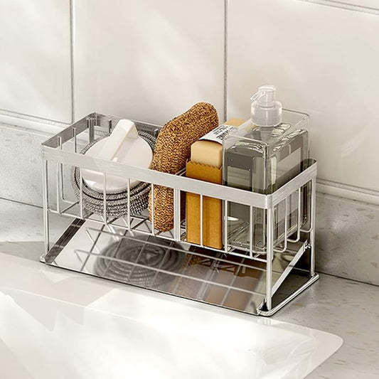 Sink Caddy - Kitchen Sink Organizer - Quick Draining, 304 Stainless Steel Tray