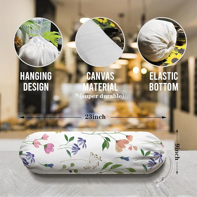 Flower Garbage Bag, Washable Plastic Holder, Reusable Grocery Bags Organizer, Wall Hanging Plastic Bag Holder, Kitchen Housewarming Gifts for Women Family Friends Grandma Mom