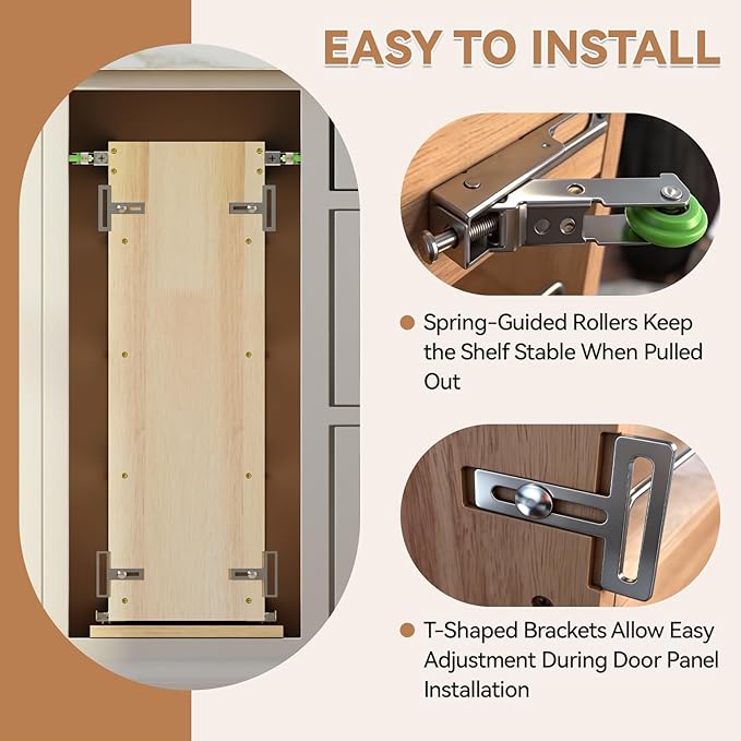 Pull Out Spice Rack Organizer for Cabinet (8" W x 22.3" D x 25.2" H), Sliding Spice Rack for Kitchen Cabinet, Wood Pull Out Cabinet Organizer for Multi-Use