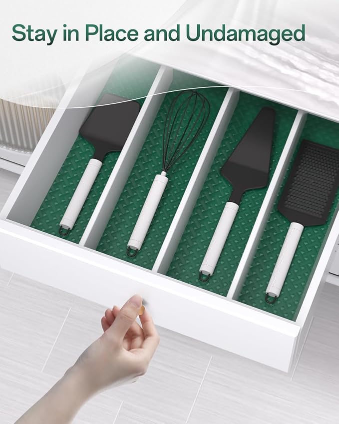 Shelf and Drawer Liner for Kitchen Cabinet, Non-Adhesive 12in x 360in Waterproof Contact Paper Refrigerator Liners Thickened Durable EVA Material Non Slip Mat for Dresser Cupboard Pantry Protector