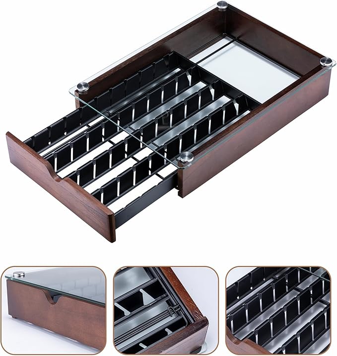 Rice rat Nespresso Pod Holder Vertuo Pod Drawer With Glass For Cabinet Vertuoline Pod Storage Rack For Counter (40 Pods)