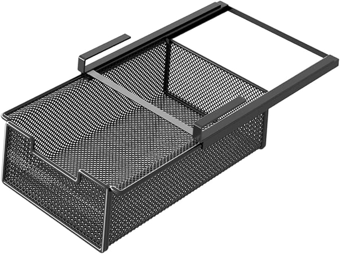 Wire Shelf Basket Organizer Hanging Pullout Drawer Basket Versatile Decor Sturdy Under Cabinet Hanging Drawer for Pantry Home, Black