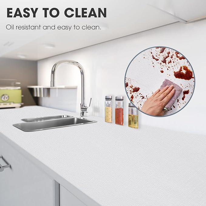ALIUNI Drawer and Shelf Liner, Non-Slip Kitchen Cabinet Liners Non-Adhesive Thick Strong Grip Waterproof Washable Mats Protect Dresser Shelves Cupboard Bathroom Cabinets, White, 24 in X 10 FT