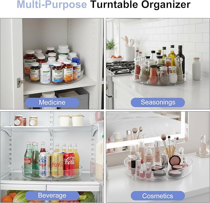 2-Tier Vitamin Storage Organizer, Rotary Turntable Organizer for Vitamin Bottles and Medicine Bottle, Vitamin Bottle Organizer for Countertop, Bathroom Cabinet Storage (2)