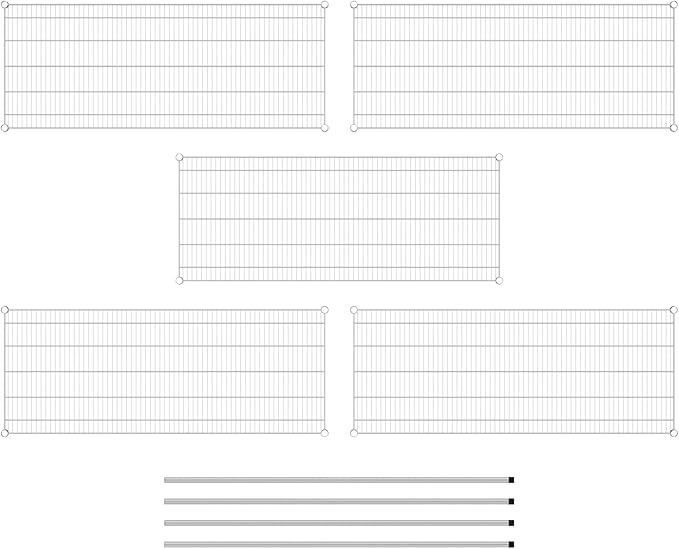 Commercial NSF Listed Chrome Stationary Wire Shelving Kit 24" x 60" x 64", with 5 Shelves Perfect for Warehouse, Walk-in Refrigerator, Freezer, Grocery Store, Restaurant, Dishroom