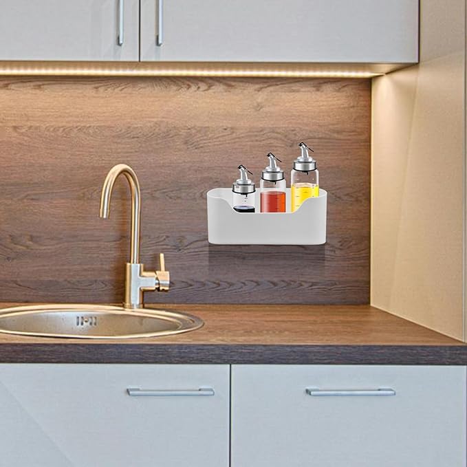 Cabinet Door Organizer Kitchen Storage Rack 2-Pack Adhesive Mounted Storage Sundries Organizer for Bathroom Bottles Spices Makeup 9.2X4.3X2.8 Inches
