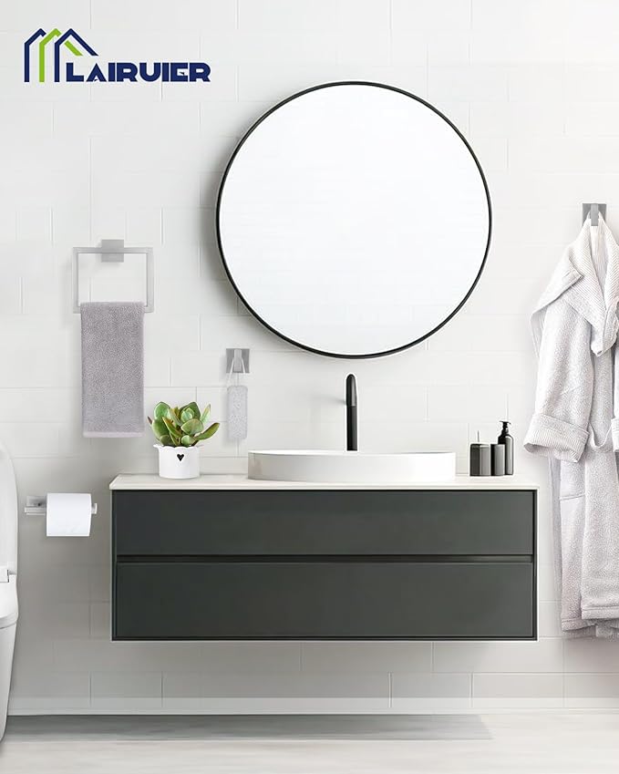 Brushed Nickel Bathroom Hardware Set 4 Pieces, Toilet Paper Holder Set SUS304 Stainless Steel Bath Hand Towel Ring for Bathroom Hardware Accessories Set Wall Mounted