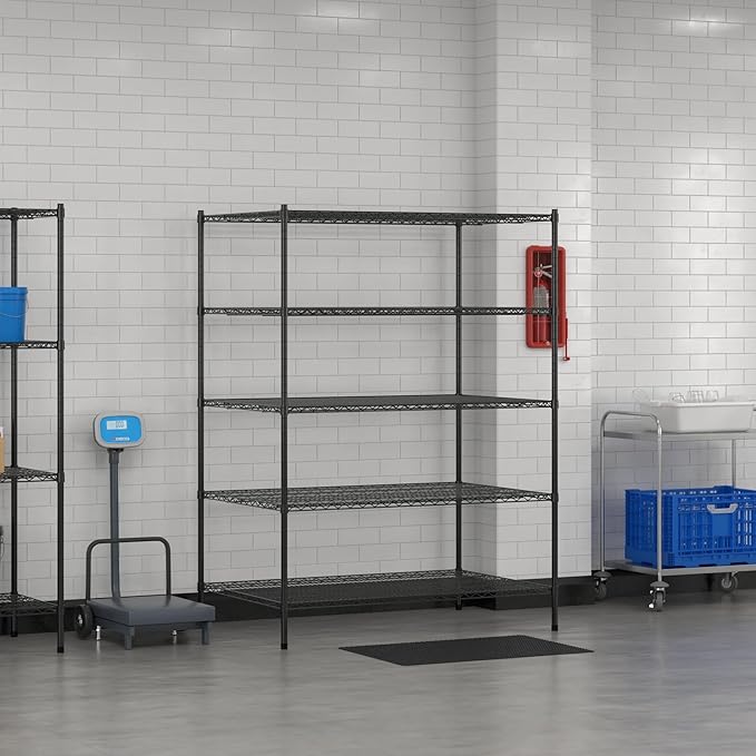 Commercial NSF Listed Black Epoxy Stationary Wire Shelving Kit 36" x 54" x 74", with 5 Shelves Perfect for Warehouse, Walk-in Refrigerator, Freezer, Grocery Store, Restaurant, Dishroom