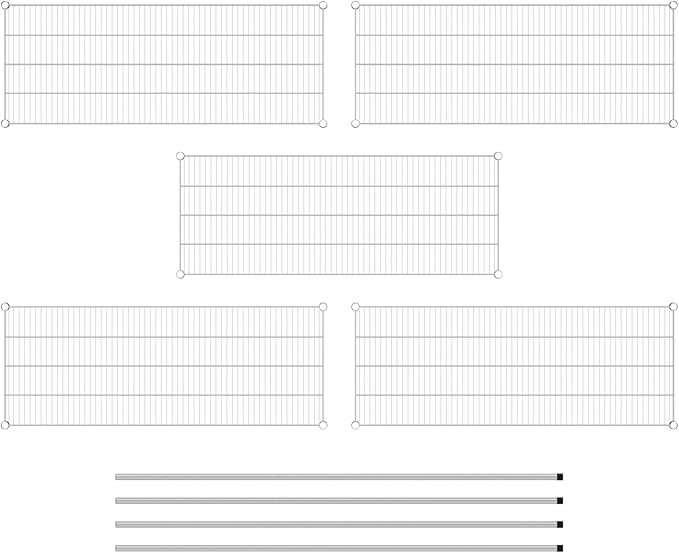 Commercial NSF Listed Chrome Stationary Wire Shelving Kit 21" x 54" x 74", with 5 Shelves Perfect for Warehouse, Walk-in Refrigerator, Freezer, Grocery Store, Restaurant, Dishroom