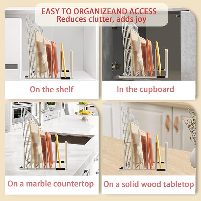 cookie sheet organizer for cabinet for Cutting Boards Baking Sheets, Cookie Pans, Cooling Small Racks Storage Stand and Bakeware,Kitchen Cabinet Countertop Organizer(White,2-Pack)