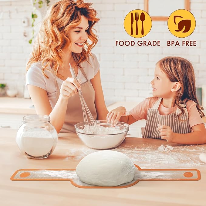 HOTEC Silicone Bread Sling for Dutch Oven - 2 Pack Non-Stick Baking Mat with Long Handle Easy to Transfer Sourdough Bread, Reusable Heat Resistant to 500°F/260°C Dutch Oven Liners Baking Supplies