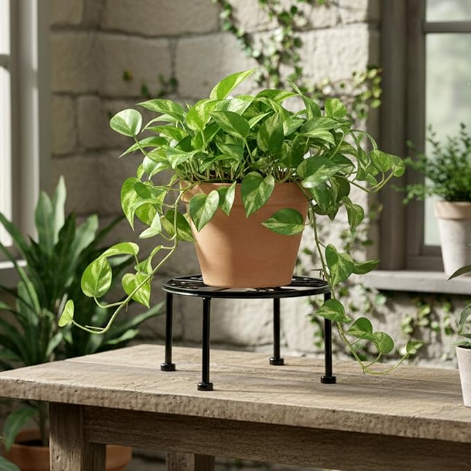 3pcs metal plant stand outdoor metal plant stand for patio plants stands indoor Rustproof wrought iron indoor heavy duty Round plants riser flower pot stands Display Shelf for Indoor Outdoo
