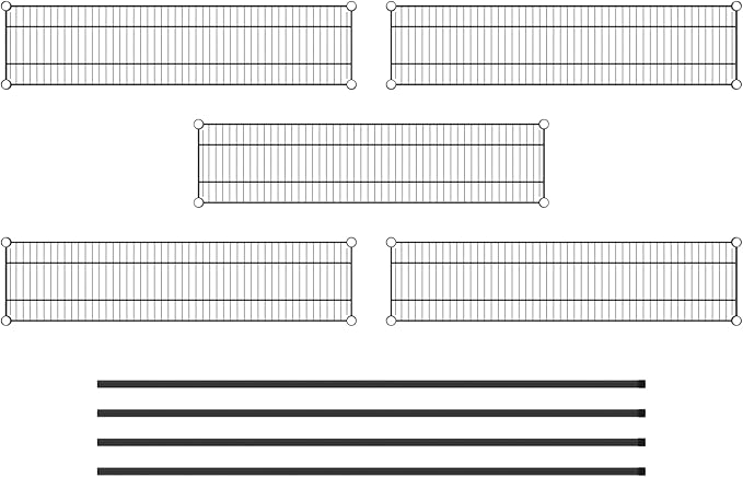 Commercial NSF Listed Black Epoxy Stationary Wire Shelving Kit 12" x 48" x 74", with 5 Shelves Perfect for Warehouse, Walk-in Refrigerator, Freezer, Grocery Store, Restaurant, Dishroom