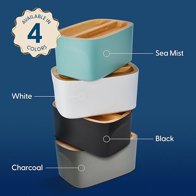 Sonder Los Angeles Union Large Bread Box | Fits Full Sourdough Loaves and More | Breadbox with Cutting Board | Homemade Bread Bin Storage Container | 14.25x9.25x7 in | White