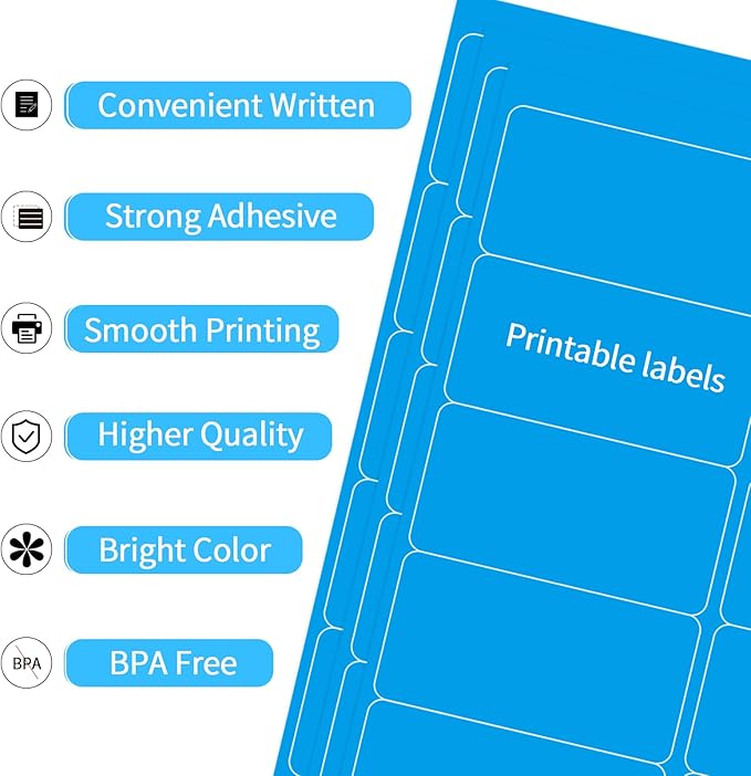 YEGAWEN Shipping Labels Stickers, 2"×4" Printable Mailing Label for Laser/Inkjet Printing- Matte Blue, Permanent Adhesive Labels Stickers