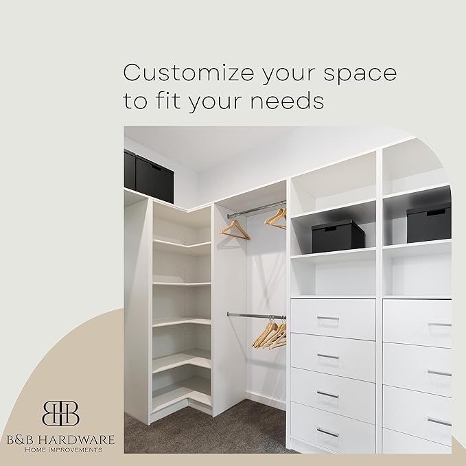 B&B HARDWARE Cabinet Shelves - Melamine 3/4'' Thick - Custom Organize Space with Stylish Cabinet Melamine Shelves Cut to Size - Perfect Solution for Home & Office - (17" Depth x 20 inches Length)