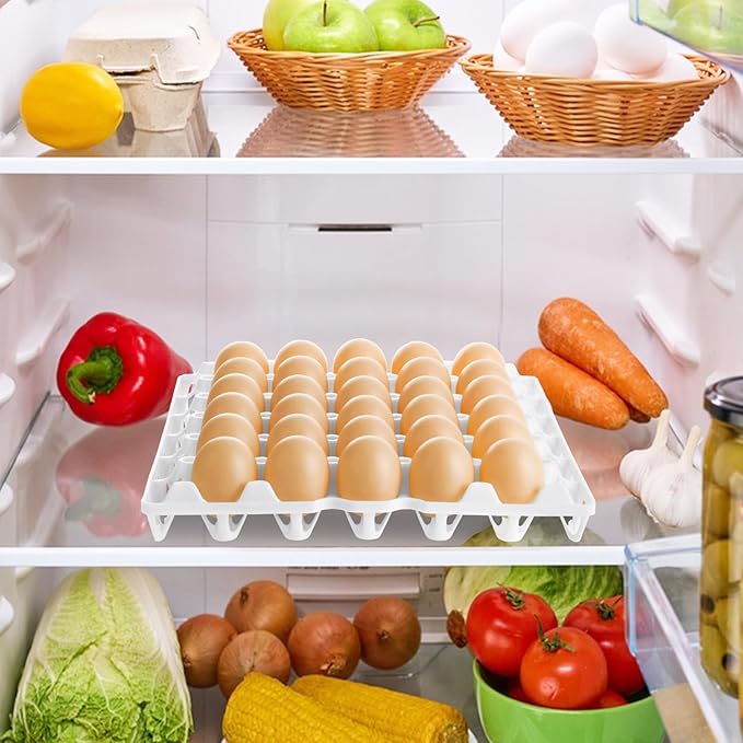 ZUQIAN 12 Pack Plastic Egg Tray Egg Crates, Stackable Egg Cartons Flats Each Holds 30 Eggs, Bulk Egg Trays for Home Chicken Farmers to Packing, Storage, Shipping Eggs - White