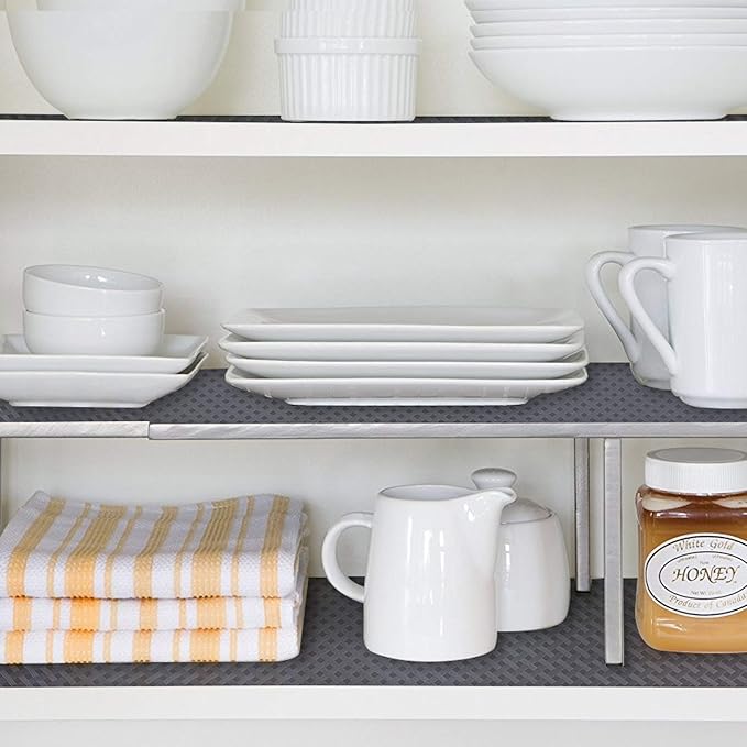 HooTown Shelf Liner Kitchen Cabinet Drawer Mats 23.6 Inch Wide x 78.7 Inch Long, Non Slip EVA Plastic Water Resistant Pad for Bathroom Drawers,Shoe Shelves, Under Sink, Gray