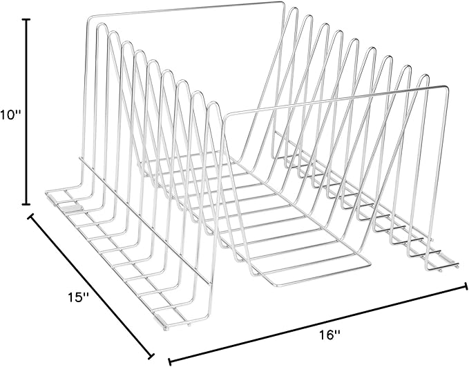 Thirteen Chefs Stainless Steel Cutting Board Rack - Ten 1" Slots fits Baking Sheets, Pans and Lids - Commercial Grade Organizer and NSF Stamped for Restuarants and Kitchens