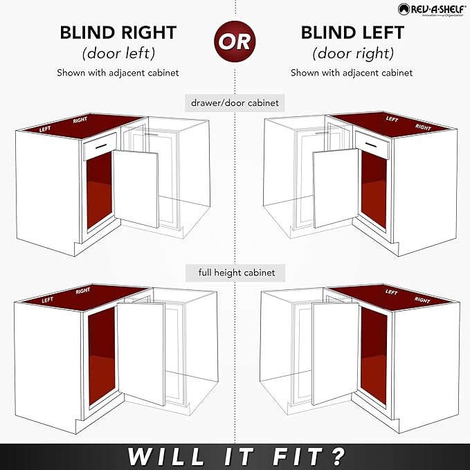 Rev-A-Shelf 32" Dual Shelf Half Moon Lazy Susan Organizer for Blind Corner Kitchen Cabinets, Pull Out Turntable Storage Trays, Wood, 4WLS882-32-570