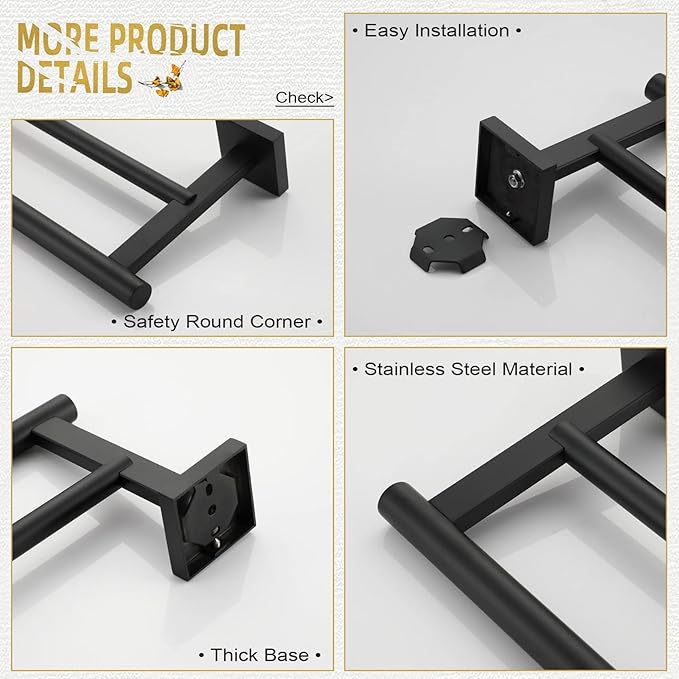 KOKOSIRI 36'' Towel Rails Bathroom Towel Bars Matte Black 36 Inch Bath Towel Holder for Washroom Kitchen Wall Stainless Steel B5005BK-L36
