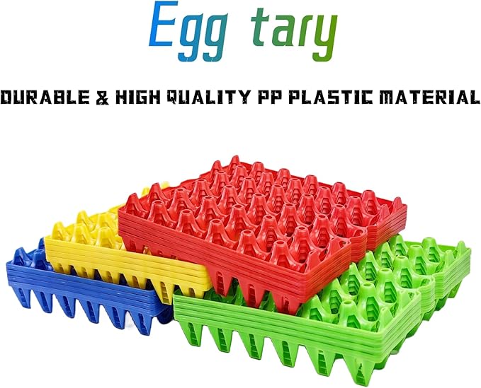 George Garden 4-Pack Blue Rectangular Plastic Egg Tray, Stackable Egg Crates, 30-Egg Capacity, Modern Style, Reusable, Dishwasher Safe