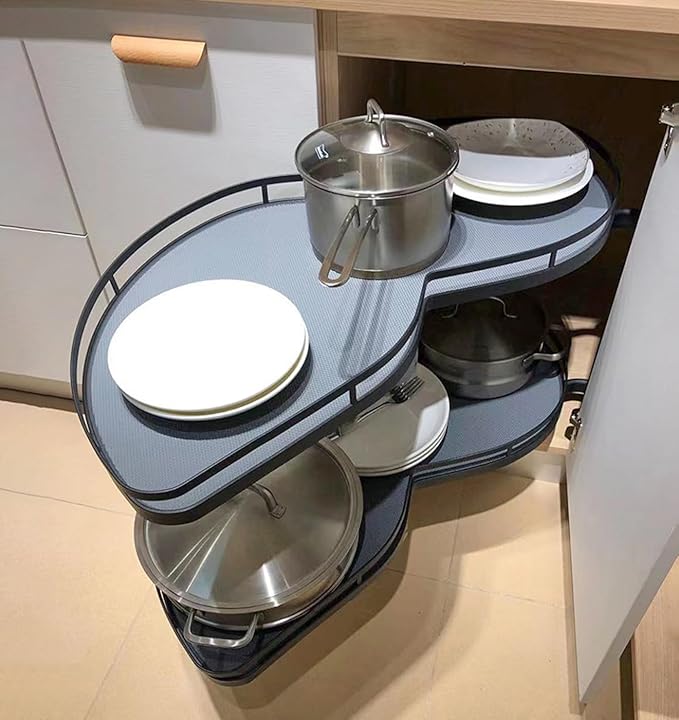 Gdrasuya10 Swing Left Blind Corner Cabinet Pull Out Organizer, 2 Tier Corner Deep Cabinet Pull Out Organizer 2 Shelf Slide Out Cabinet kitchen Organizer Lazy Susan Organizer (Left Out)