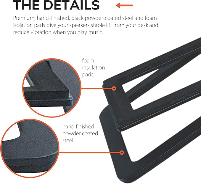 Audioengine DS1M Metal Speaker Stands Pair - Tilted for Desktop PC Speakers, Studio and Bookshelf Speakers