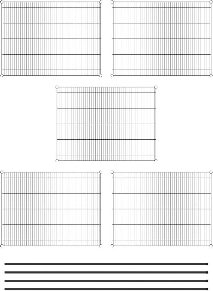 Commercial NSF Listed Black Epoxy Stationary Wire Shelving Kit 36" x 48" x 96", with 5 Shelves Perfect for Warehouse, Walk-in Refrigerator, Freezer, Grocery Store, Restaurant, Dishroom