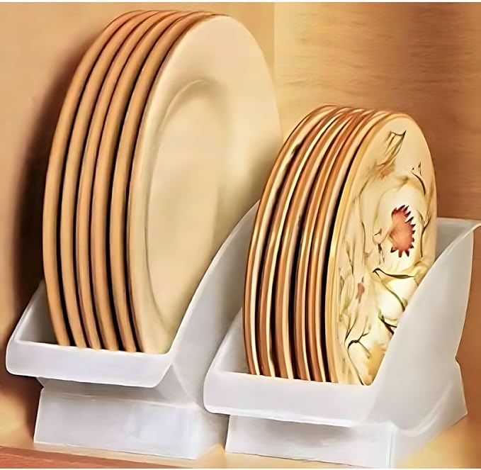 Jumbl 10-Inch Veritcal Salad Plate, Dessert Plate Holder, Cabinet Space Saver and Organizer, Plastic Plate Cradle pefect for small cabinet storage, RV's, apartments. Comes with 1 Cradle