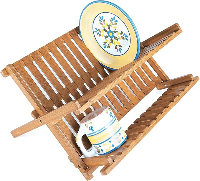 Lipper International 8813 Bamboo Wood Folding Dishrack, 17-3/4" x 13" x 9-3/4"