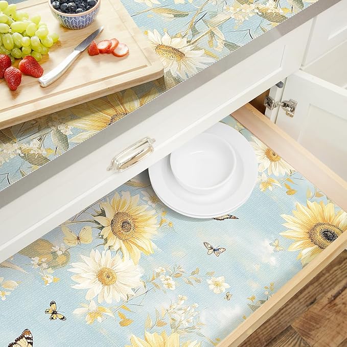 Quttisay Shelf Liner for Kitchen Cabinets Non Adhesive Drawer Liner,Cabinet Liner for Shelves,Non Slip Kitchen Drawer Liners for Dresser,Waterproof Shelf Paper for Refrigerator,Cupboard,12In x 16.4FT