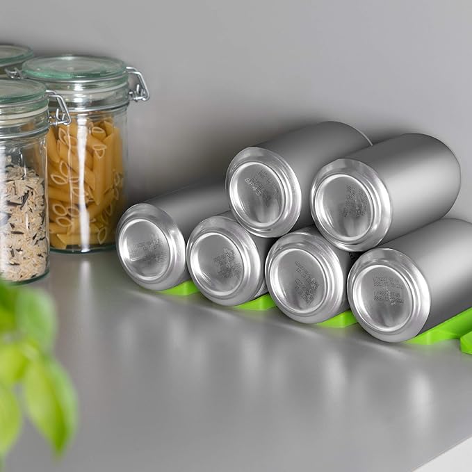 kwmobile Silicone Bottle Stacking Mat - Refrigerator Organizer to Stack Bottles, Cans, Beer, Soda - Non-Slip Holder Rack - Green